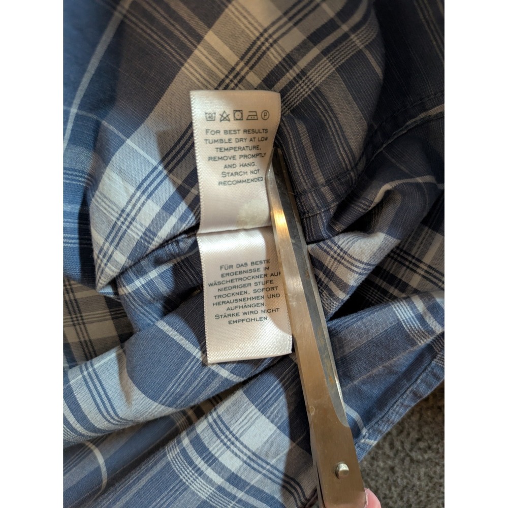 Charles Tyrwhitt Shirt Men's Large Slim Fit Blue Plaid Long Sleeve Button Down - Picture 8 of 10
